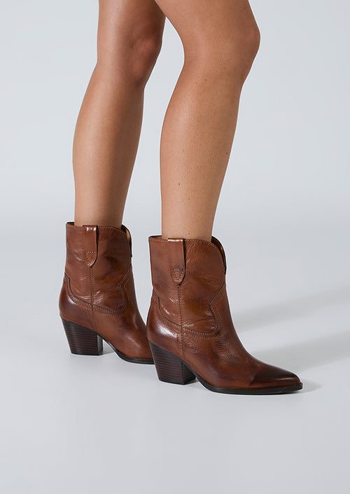 Psuedo Cognac Vintage Ankle Boots