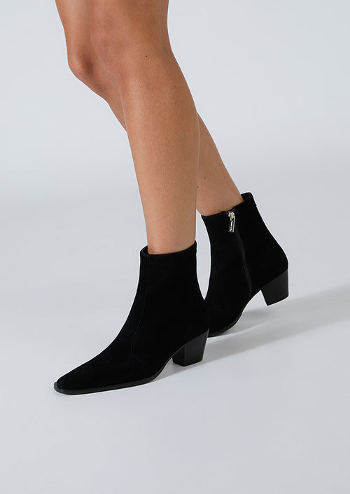 Trinity Black Suede Ankle Boots
