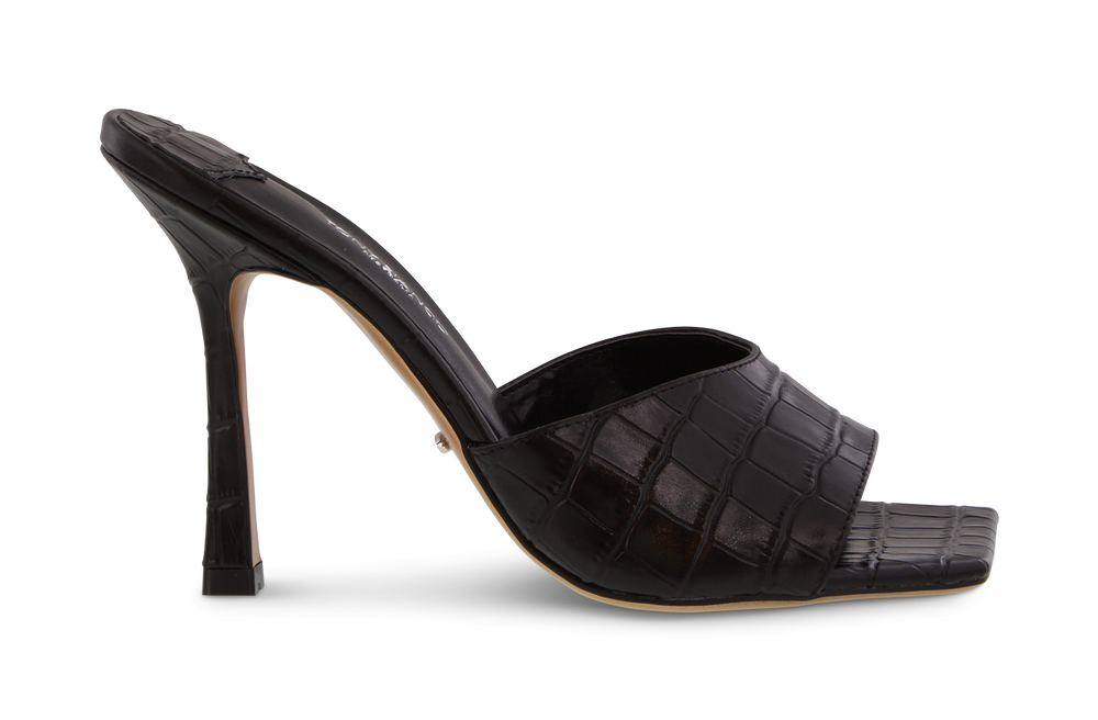 black croc heels