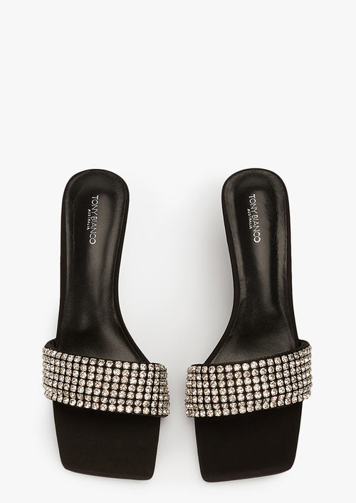 Amos Crystal/Black Suede Heels