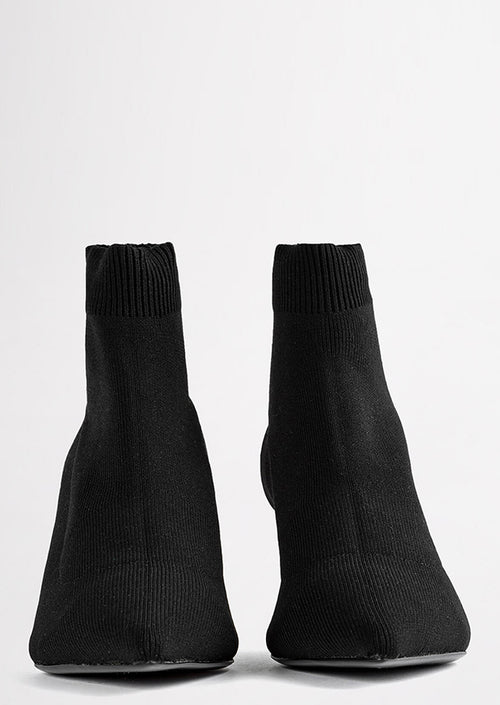 Gwen Black Sock Knit Ankle Boots