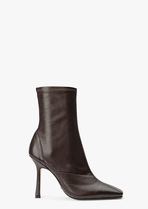 Halsey Chocolate Nappa Ankle Boots