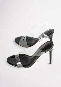 Kaya Clear Vinylite/Black Patent 11cm Heels