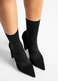 Lila Black Lycra 10.3cm Ankle Boots | Boots | Tony Bianco A