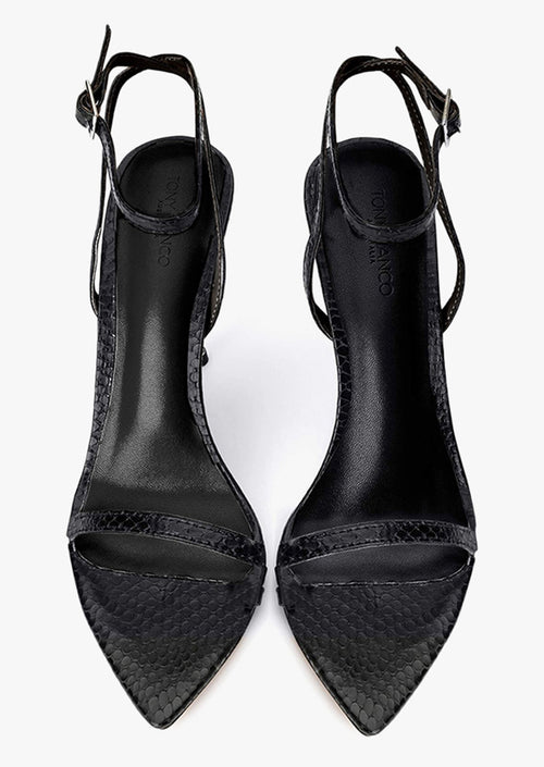 Myra Black Snake Heels