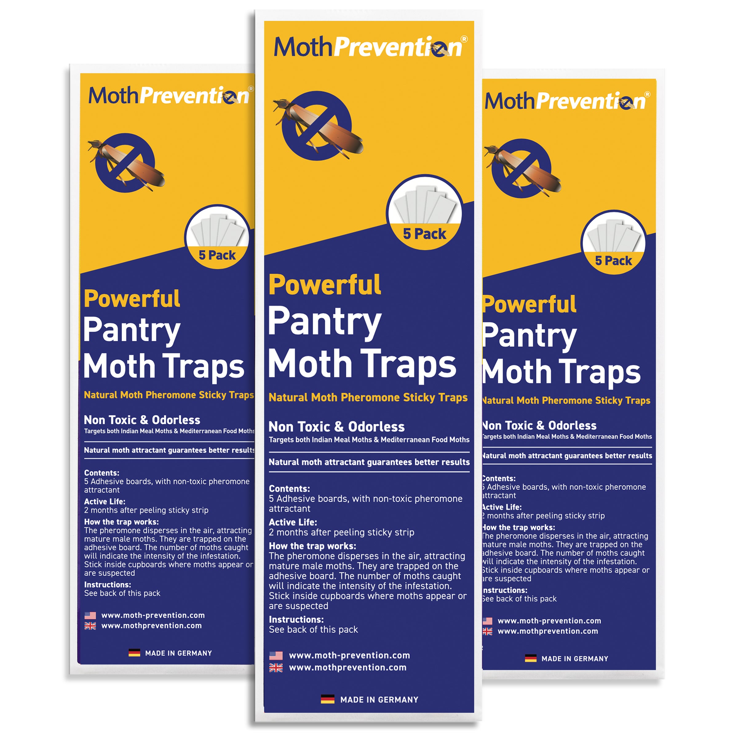 Pantry Food Moth Trap 3-Pack - Prime Pantry Moth Traps with Pheromones, Get  Rid of Indian Meal and Flour Moths, Kitchen Moth, Safe for Home, Eliminate