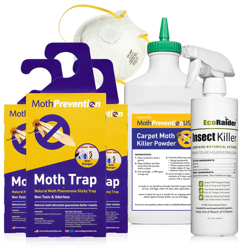 POWERFUL CARPET MOTH KILLER KIT | Natural Biodegradable Treatment | 1