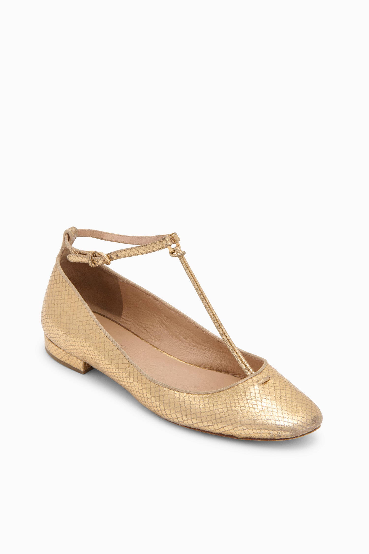 Shop Ulla Johnson Louise Mary Jane Ballet Flat In Gold Python