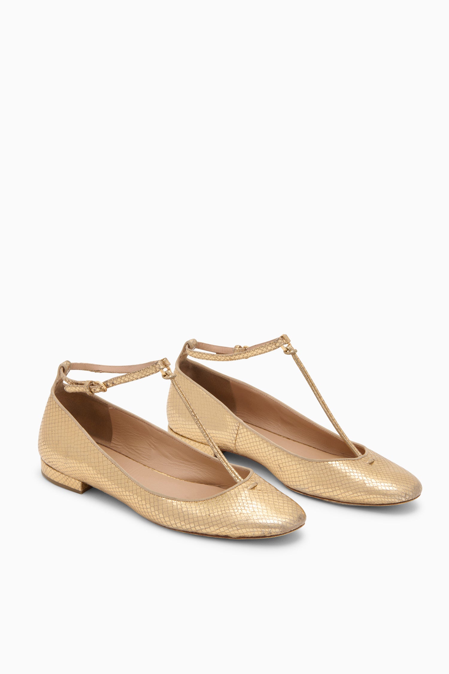 Shop Ulla Johnson Louise Mary Jane Ballet Flat In Gold Python