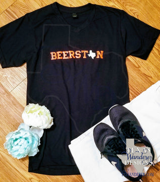 Beerston Houston Brewry Shirt - Navy V-Neck