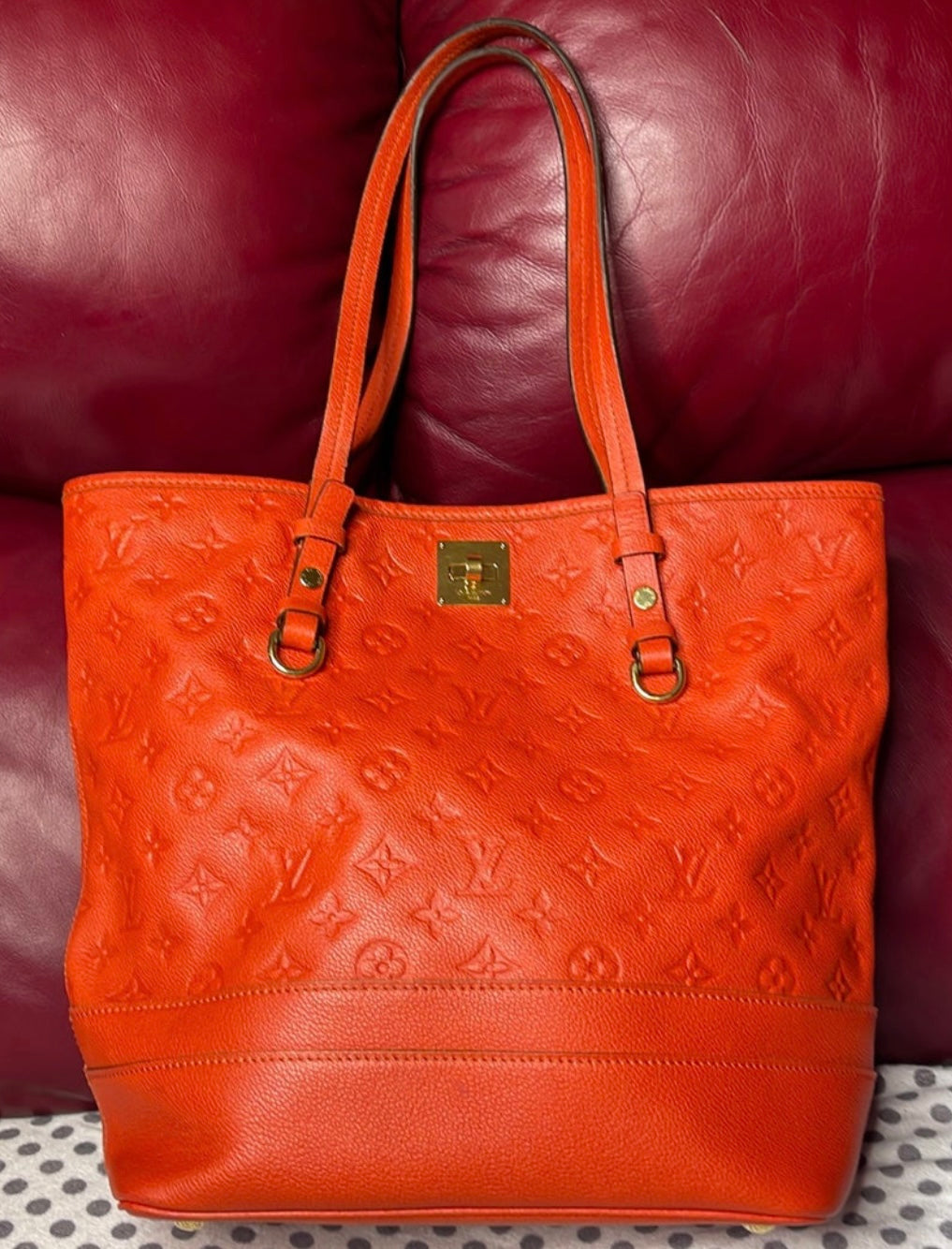 Louis Vuitton Citadine Monogram Empreinte Leather Tote + Pouch Orient Orange