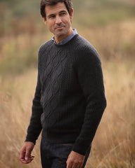 Man wearing dark knitted jumper
