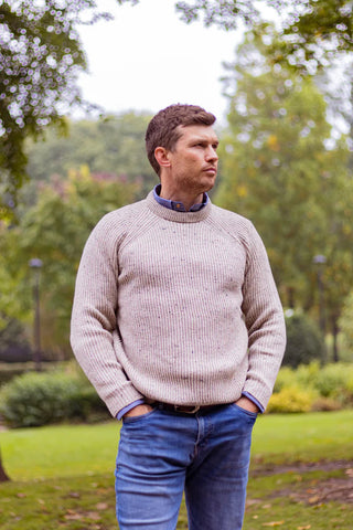 man wearing merino wool jumper