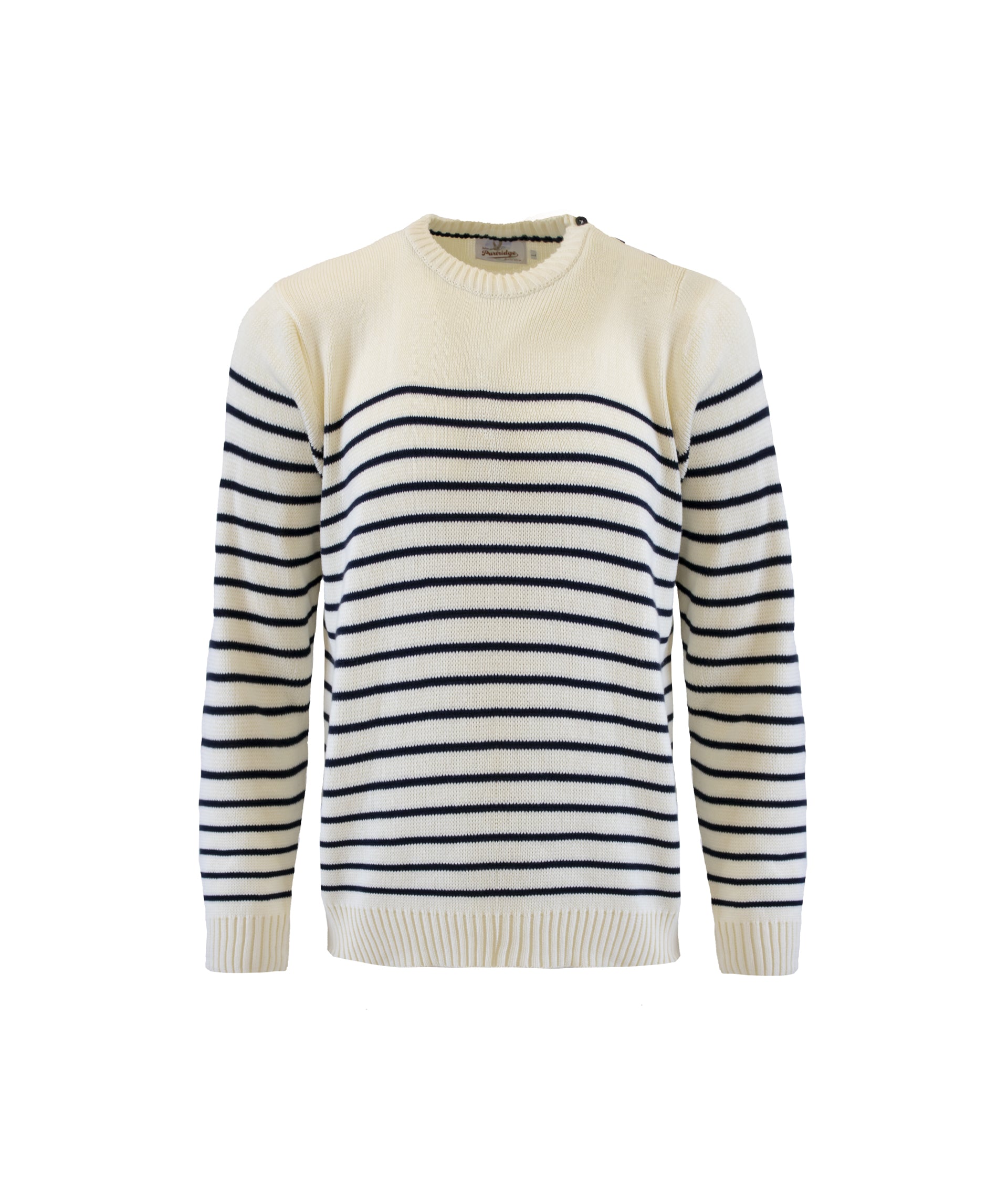 Natural Breton Stripe Sweatshirt | Mens Knitwear | John Partridge & Co