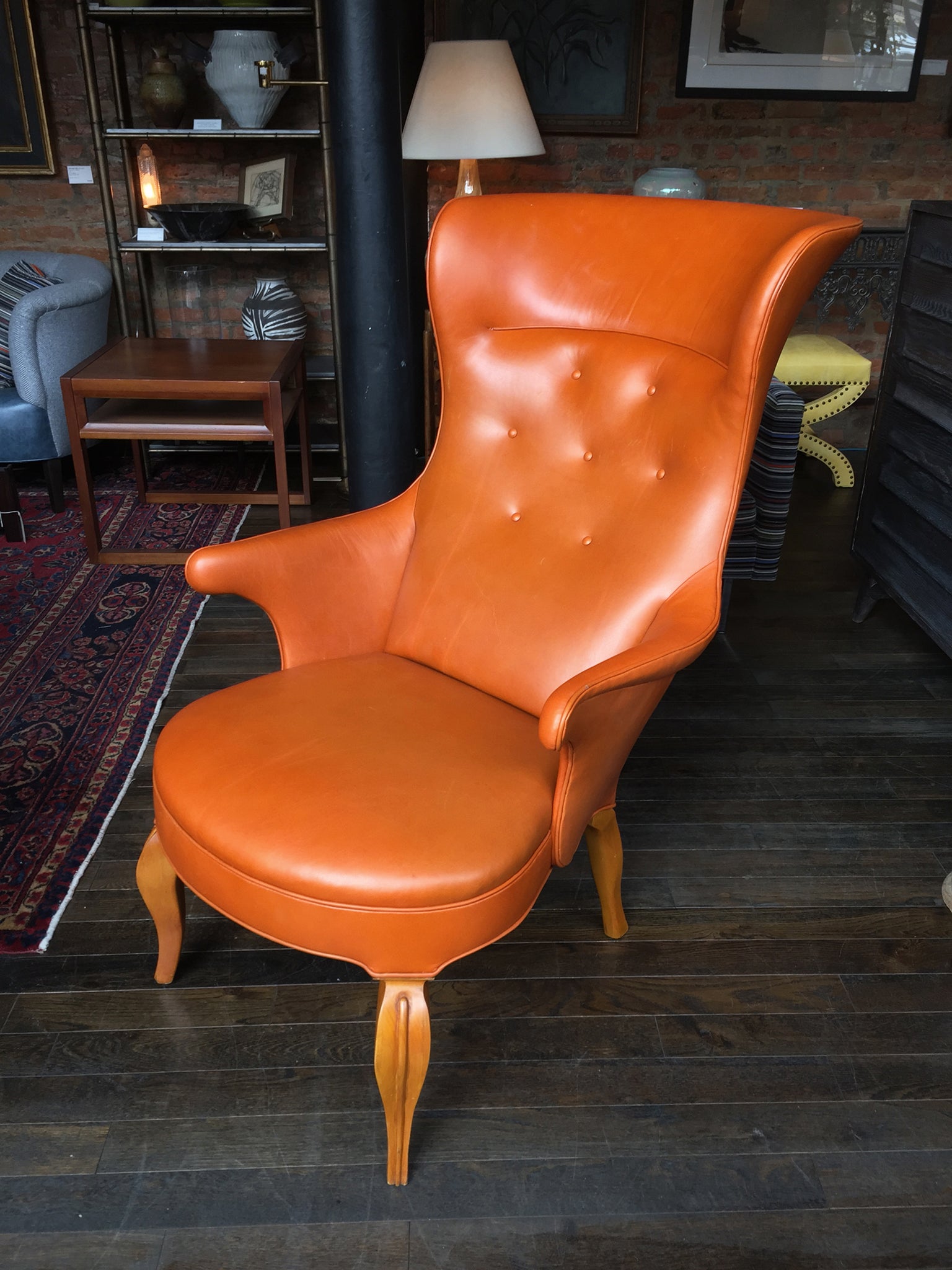 1940s Leather Wingback Armchair Attributed To Frits Henningsen