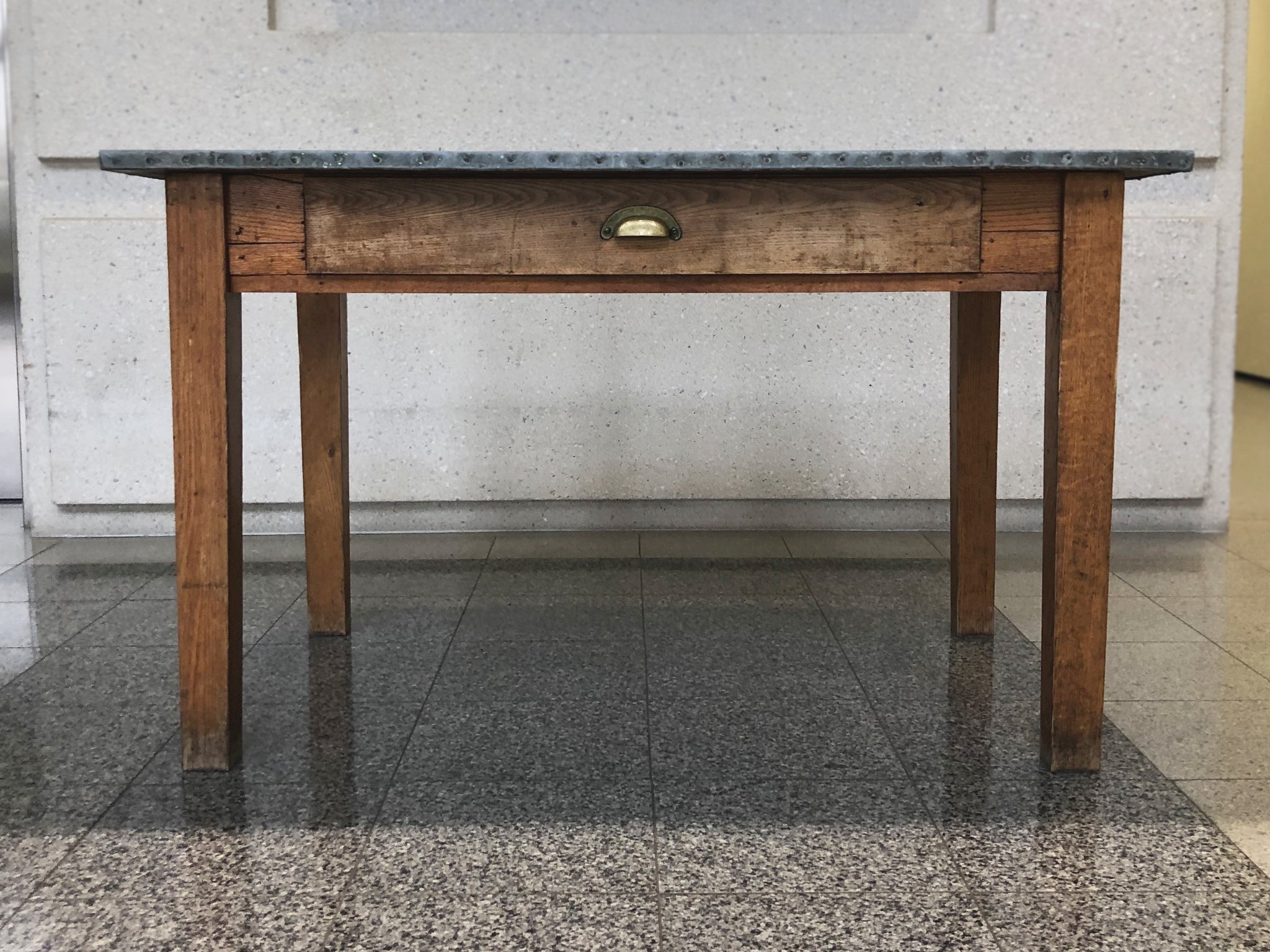 20th Century Industrial Table With Zinc Top Cafiero Select Home