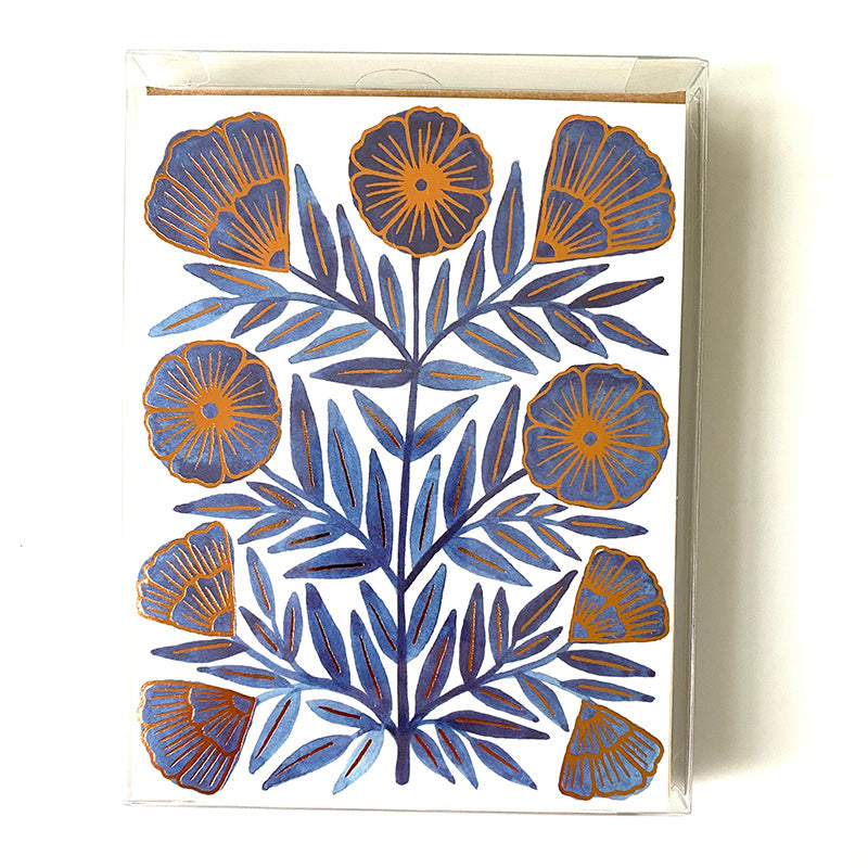 Watson Stationery Card Set (Blue Flower Foil)
