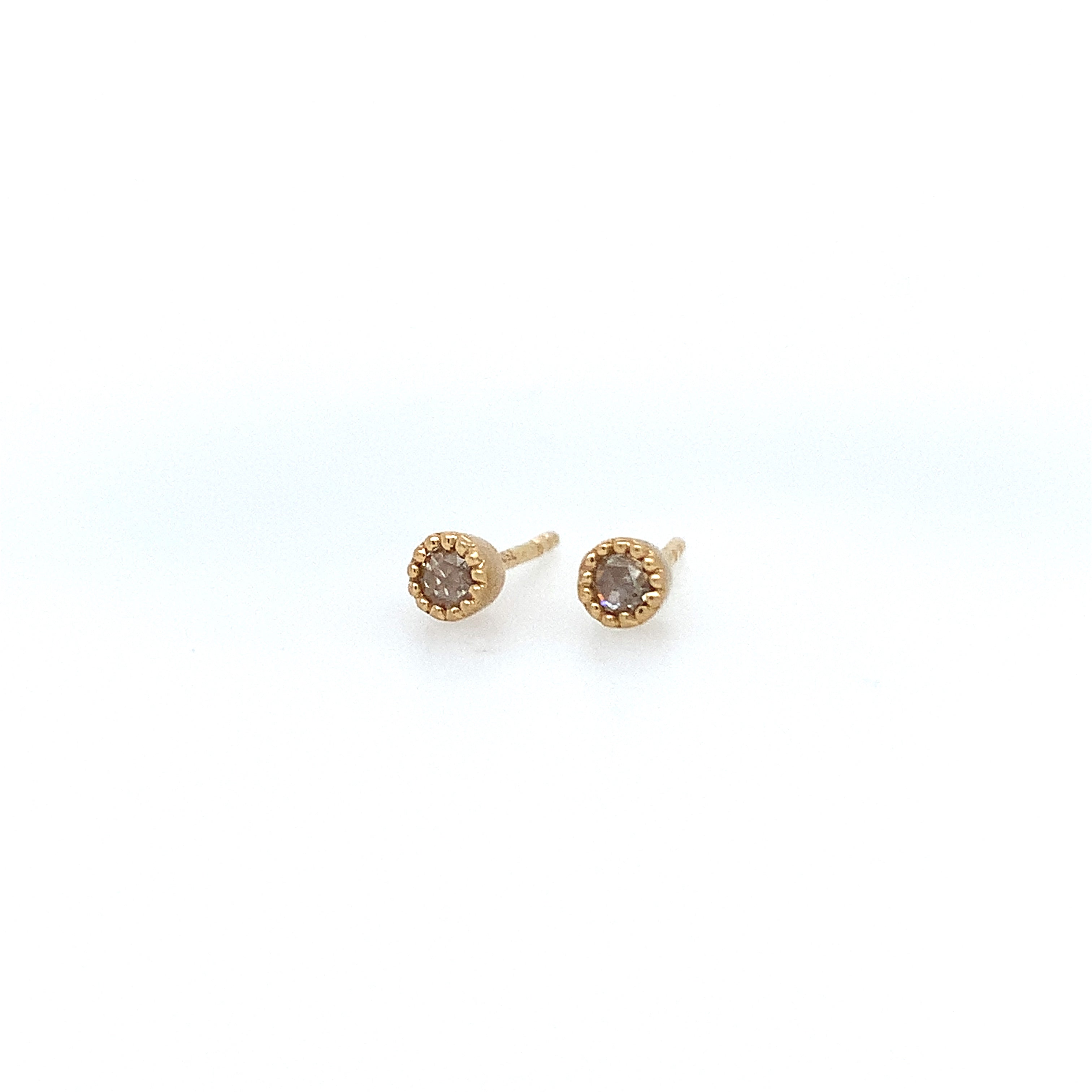 Beaded Bezel Diamond Studs