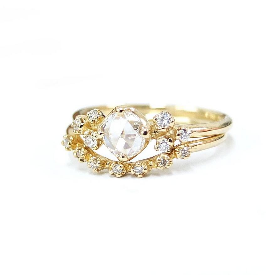 Rose Cut Diamond Cluster Ring