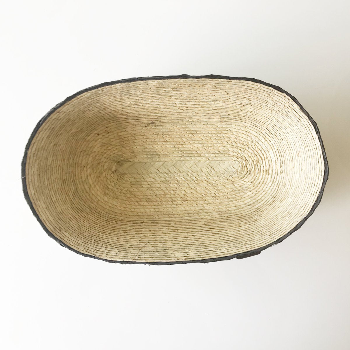 Oval Palm Basket - Natural w/ Black Stripe