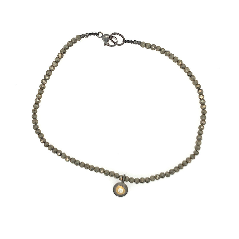 Pyrite + Ox Diamond Charm Beaded Bracelet