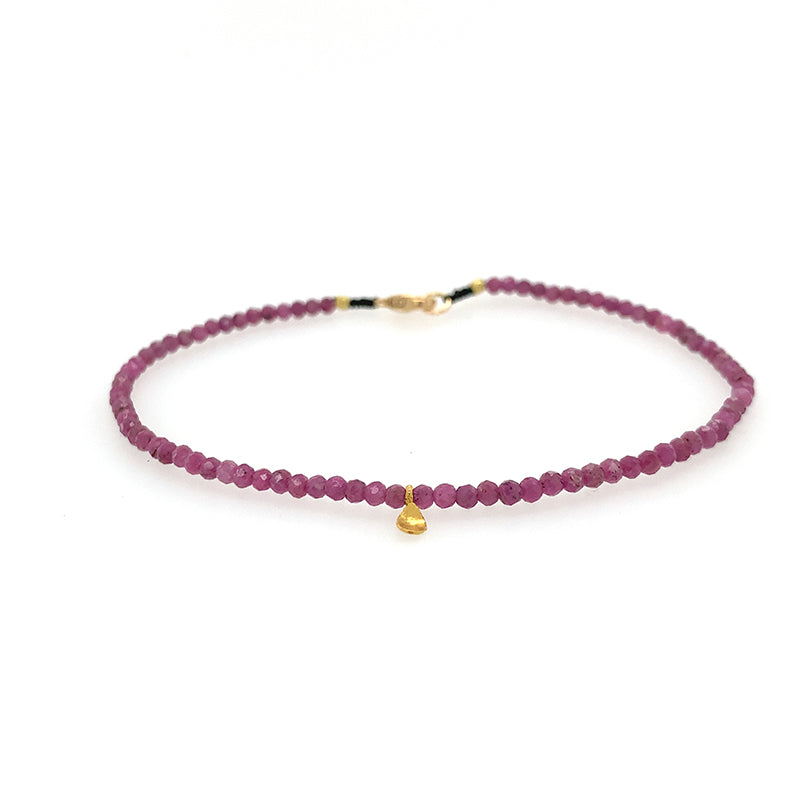 Ruby + 18k Charm Beaded Bracelet