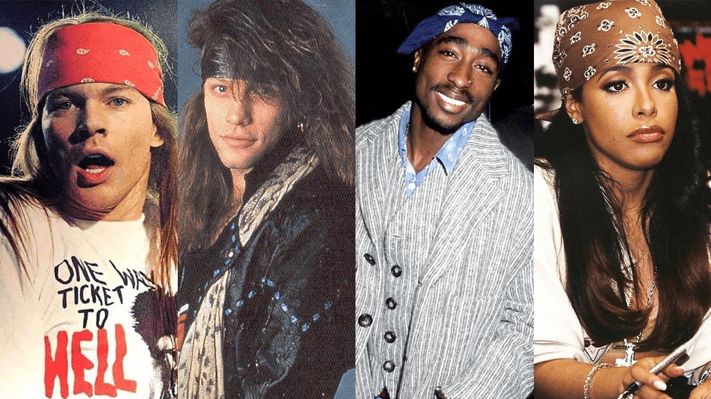 Bandana de cabelo - Axl Rose, Bon Jovi, Tupac Shakur e Aaliyah