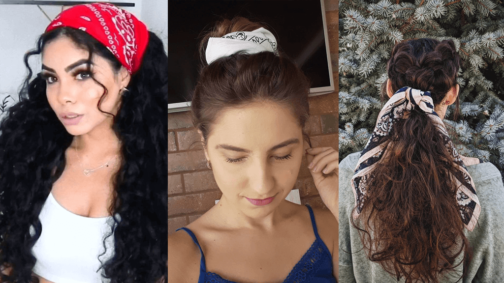 Bandana lenço sobre os cabelos e amarrada na nuca - Matéria bandana para cabelo feminino