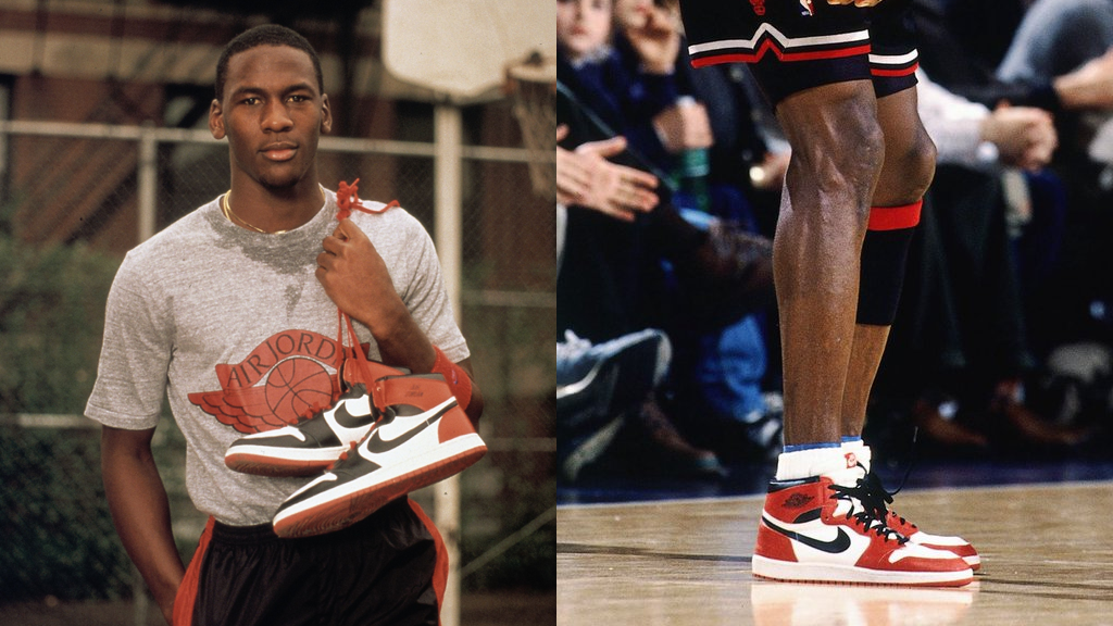 Michael Jordan com os primeiros tênis Air Jordan - Evolução da Moda e Estilo Hip Hop