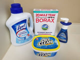 Lysol, Borax, OxiClean, and Dawn