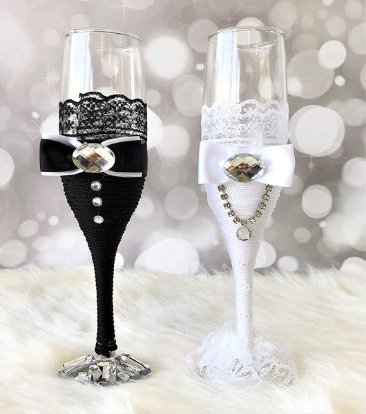 Bride & Groom Wedding Reception Celebration Champagne