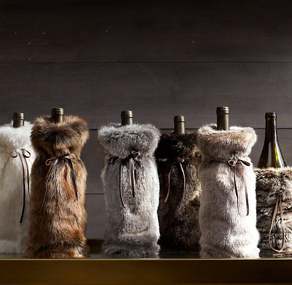 Luxury Faux Fur Wine Bag	