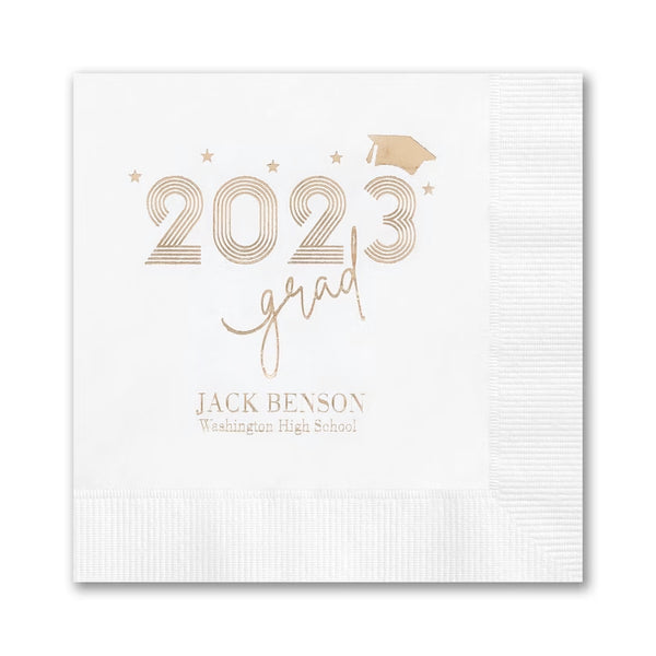 Graduation Multi-Lined Year Napkin - Beverage