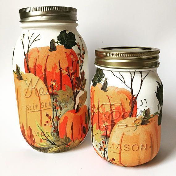 Pumpkin Painted Mason Jar