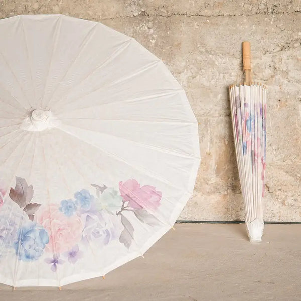 Paper Parasol With Bamboo Handle - Vintage Floral