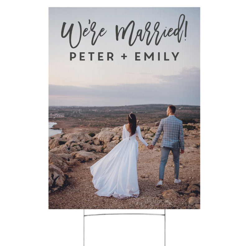 Personalized Bride and Groom's Photo Decree Wedding Yard Sign