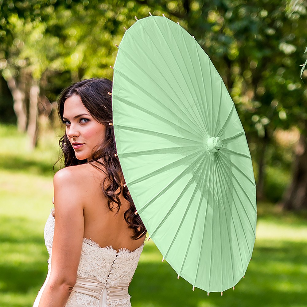 Green Lime Paper Wedding Parasol with Bamboo Handle – Butter Be Mine