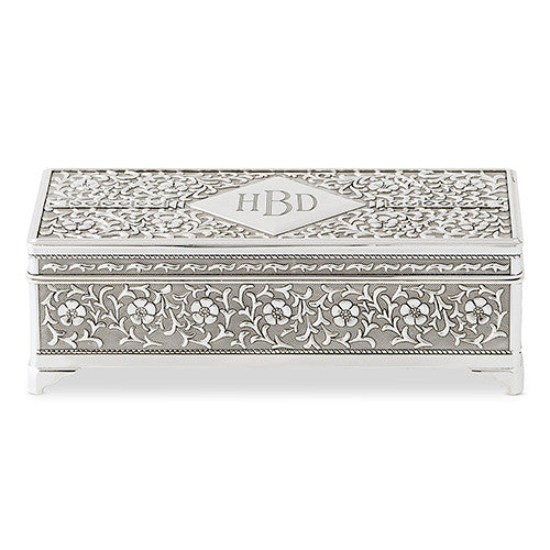 Personalized Silver Monogram Jewelry Box – Candy Cake Weddings Favors and Custom Gifts