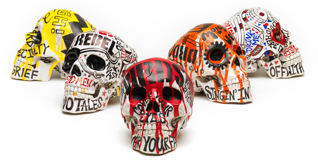 Skulls Group Art All Over By Nan Coffey