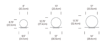 Bola Sphere Table Dimensioned Drawings