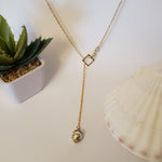 Cream Glass Pearl Gold Necklace