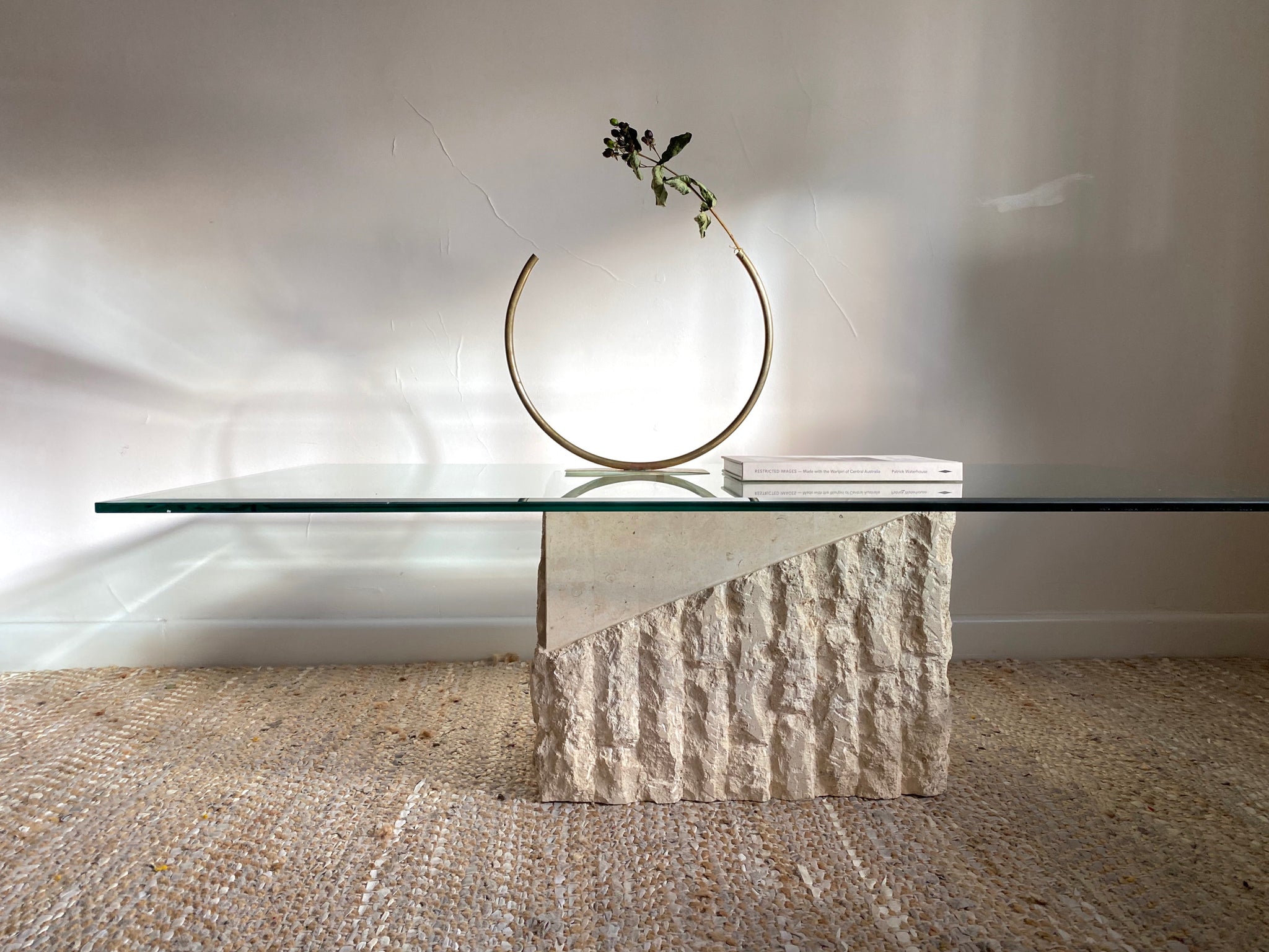 Fossil Stone Glass Coffee Table Curated Spaces