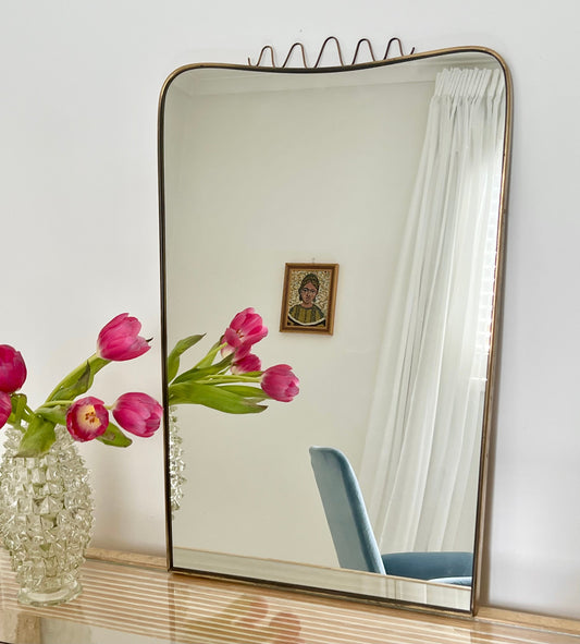 1950s Italian Brass Mirror - “Biscotto” – Curated Spaces