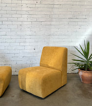 Modular Lounge Chair in Mustard Corduroy - Two Available