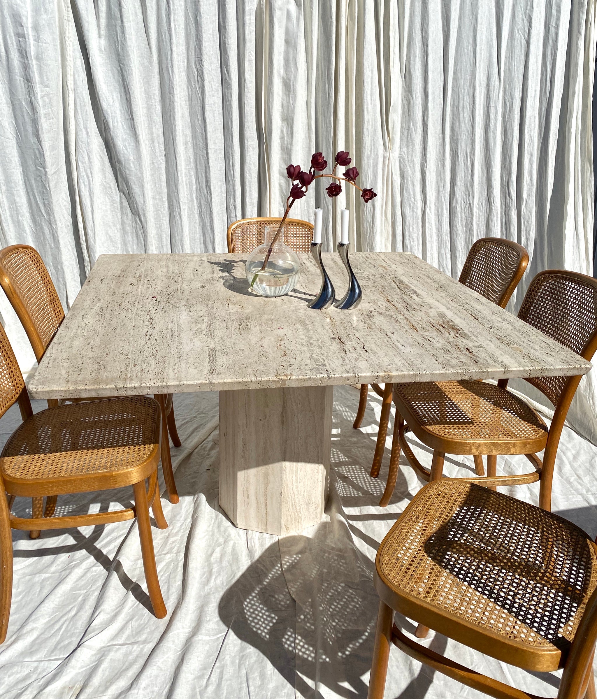 Unfilled Travertine Dining Table Curated Spaces