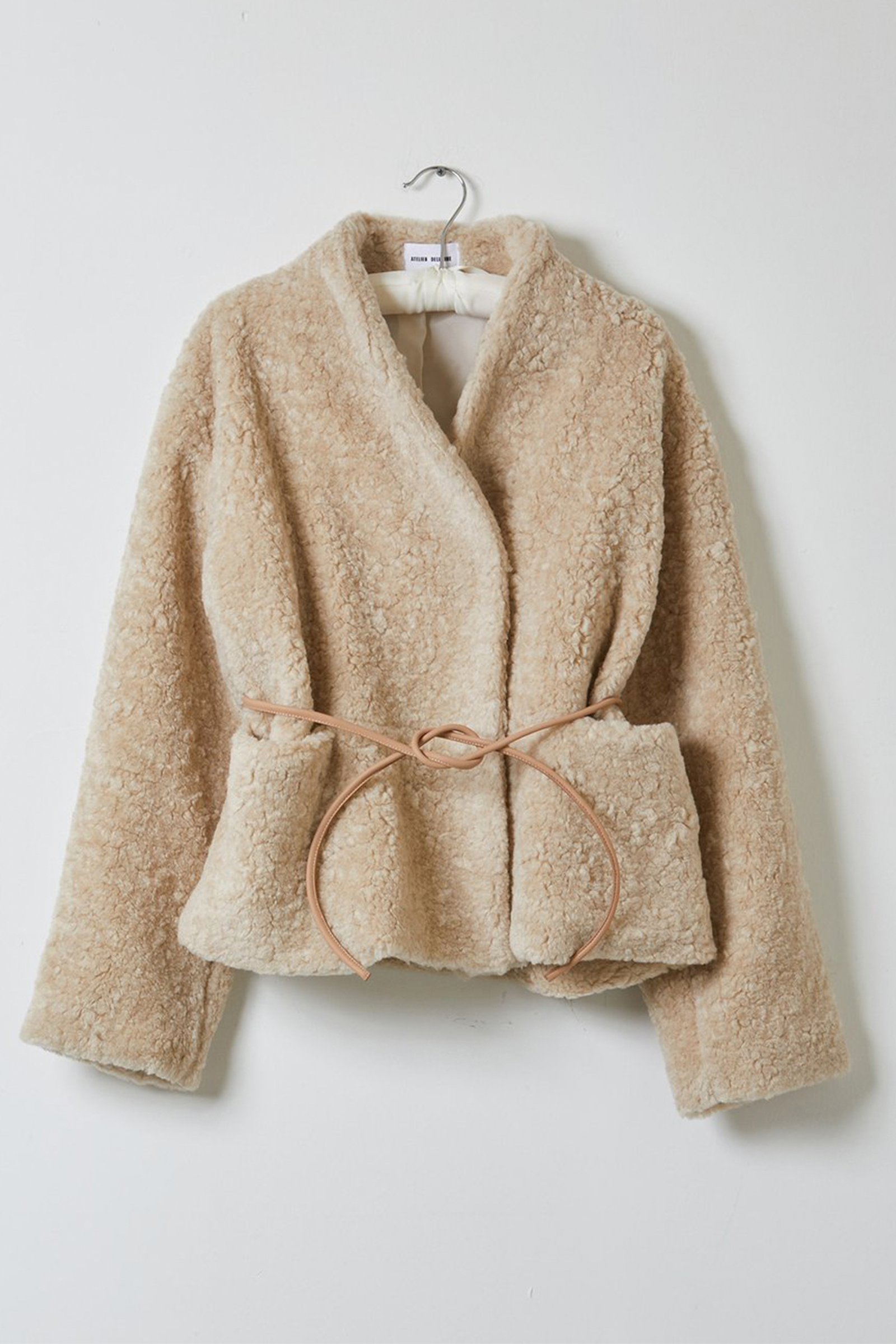 Atelier Delphine Mana Jacket with Leather Tie in Light Beige