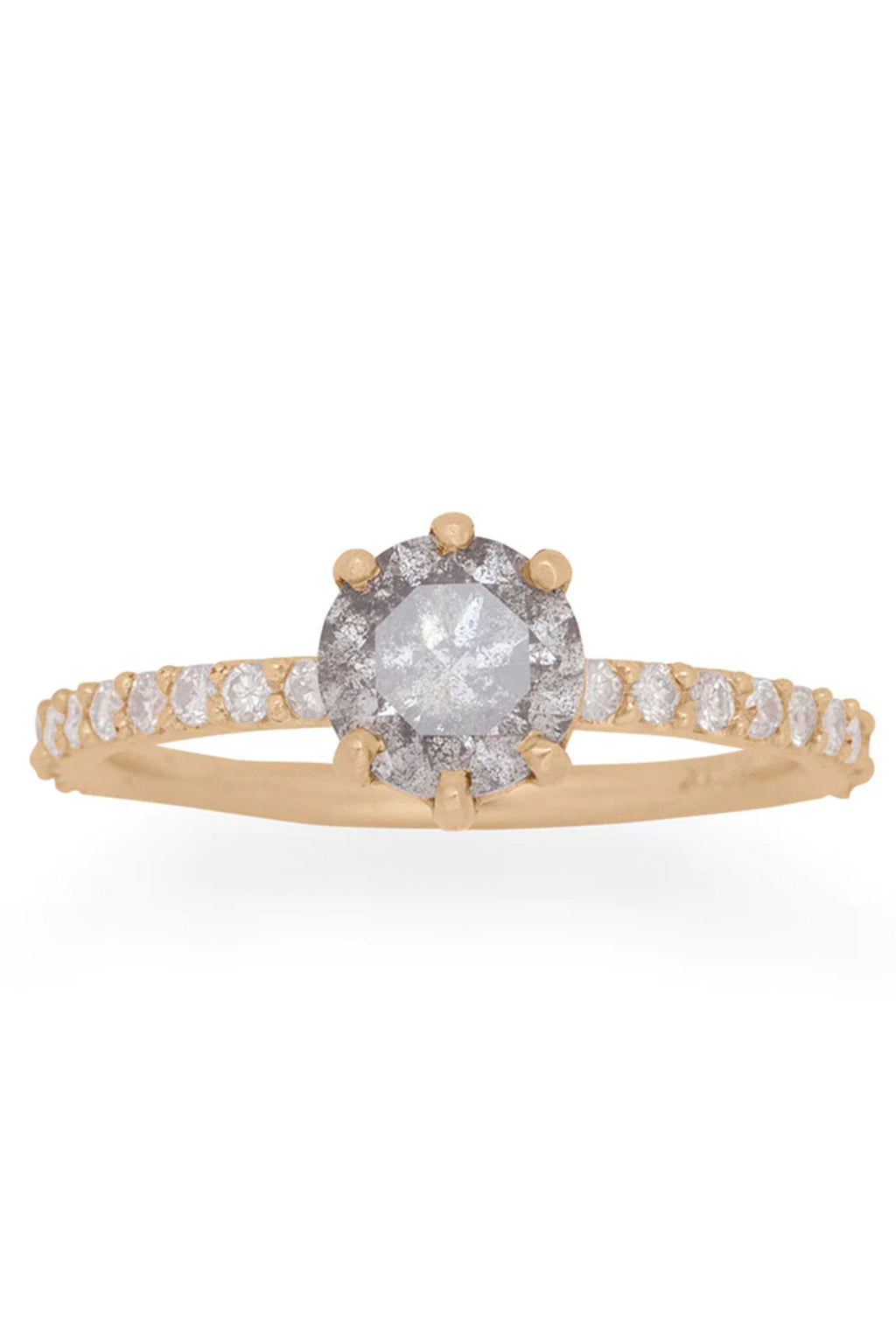 Valley Rose Chloe Ring with a Grey Diamond and White Diamonds