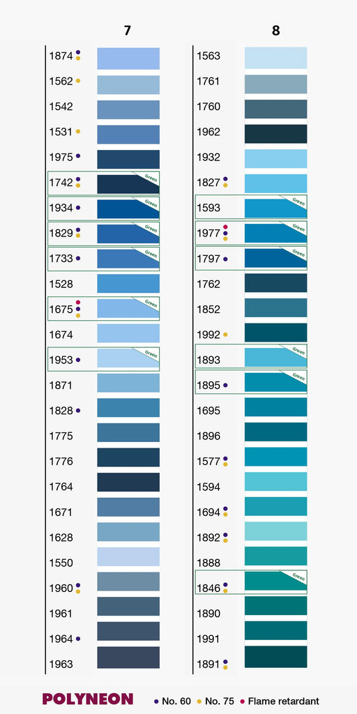 PolyNeon Colour Chart