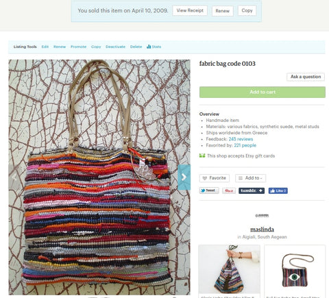 First bag l ever sold on Etsy