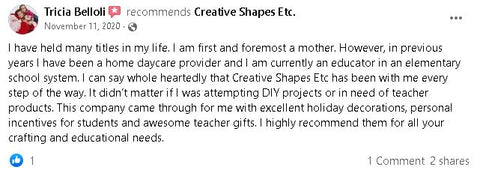 Review of Creative Shapes Etc.